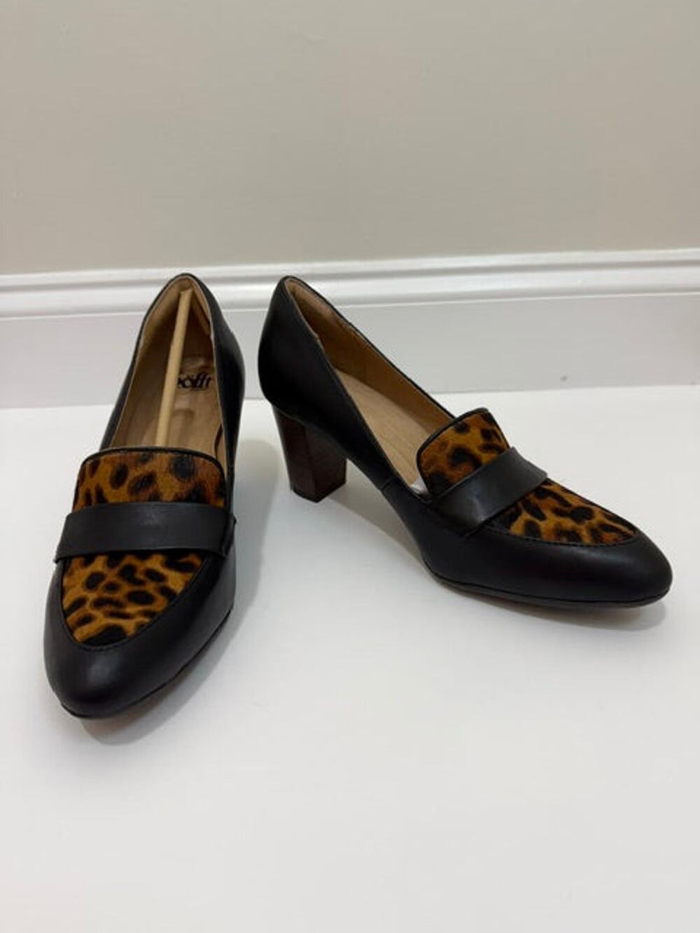 Sofft Parkdale Leopard Calf Hair Loafer Pumps Black NWT Sz9.5
